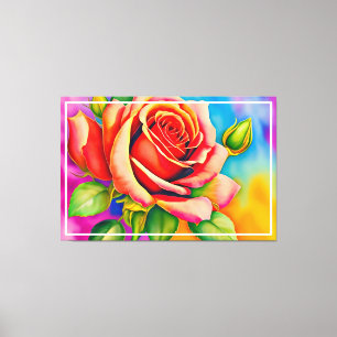 Farbige Rose Blume Digitales Bild Leinwanddruck