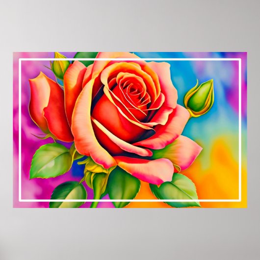 Farbige Rose Blume Digitales Bild Poster (Vorne)