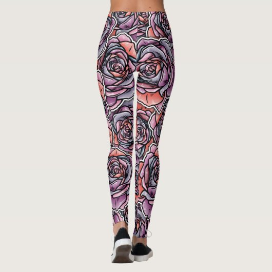 Farbige Rose Blume Leggings (Rückseite)