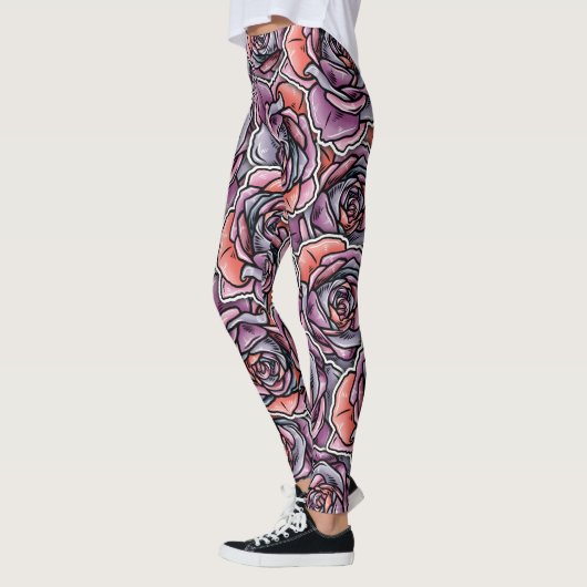 Farbige Rose Blume Leggings (Links)