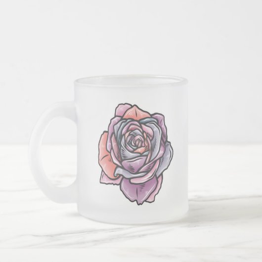 Farbige Rose Blume Mattglastasse (Links)