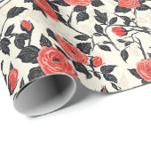 Farbige Rose Blume Minimalistische Wrapping Paper Geschenkpapier (Rolleneckpunkt)