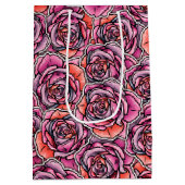 Farbige Rose Blume Mittlere Geschenktüte (Rückseite)