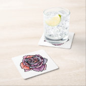 Farbige Rose Blume Rechteckiger Pappuntersetzer (Vor Ort)