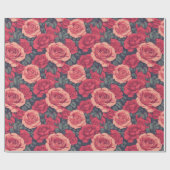 Farbige Rose Blume Retro Wrapping Paper Geschenkpapier (Flach)