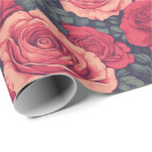 Farbige Rose Blume Retro Wrapping Paper Geschenkpapier (Rolleneckpunkt)