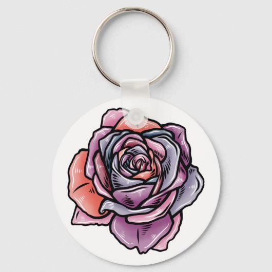 Farbige Rose Blume Schlüsselanhänger (Vorderseite)