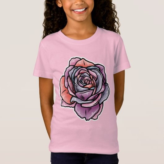 Farbige Rose Blume T-Shirt (Vorderseite)