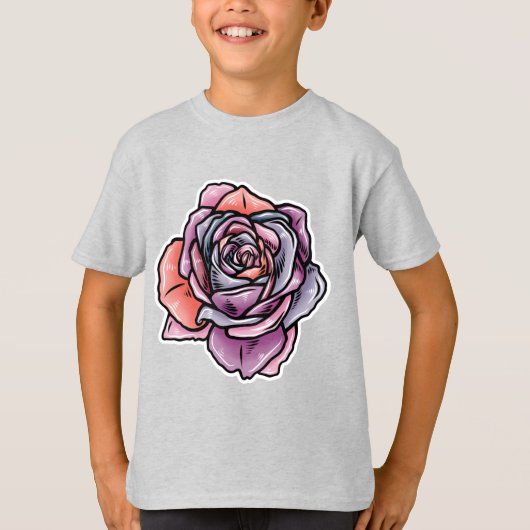Farbige Rose Blume T-Shirt (Vorderseite)