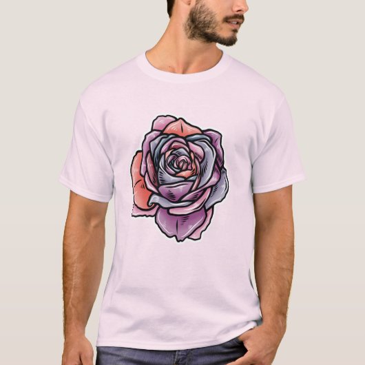 Farbige Rose Blume T-Shirt (Vorderseite)