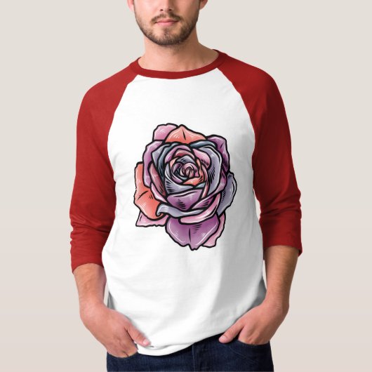 Farbige Rose Blume T-Shirt (Vorderseite)