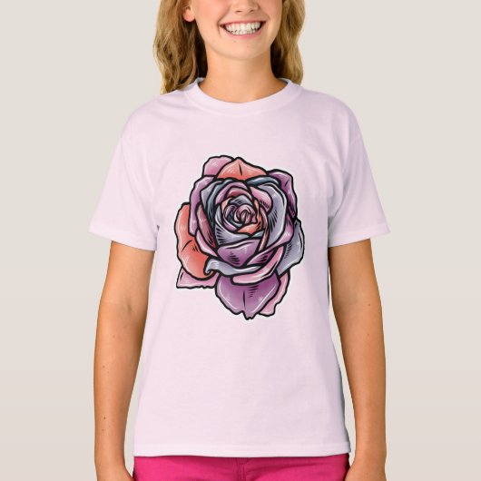 Farbige Rose Blume T-Shirt (Vorderseite)
