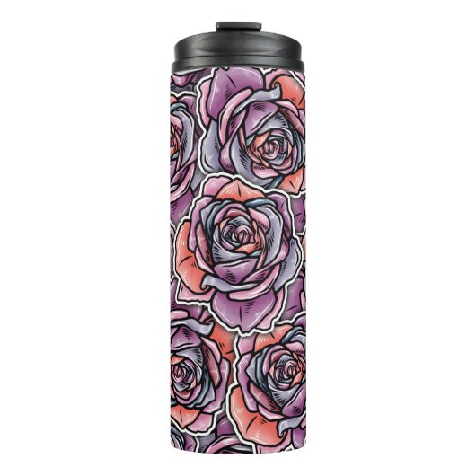 Farbige Rose Blume Thermosbecher (Vorderseite)