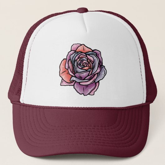 Farbige Rose Blume Truckerkappe (Vorderseite)