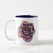 Farbige Rose Blume Zweifarbige Tasse (Links)