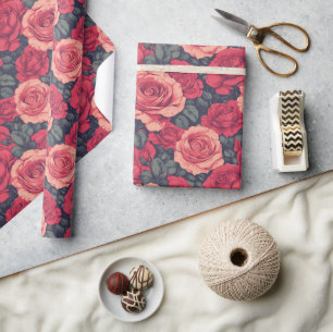 Farbige Rose Blumen Retro-Geschenkpapier Geschenkpapier