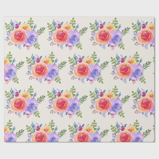 Farbige Rose Blumenmuster Geschenkpapier (Flach)