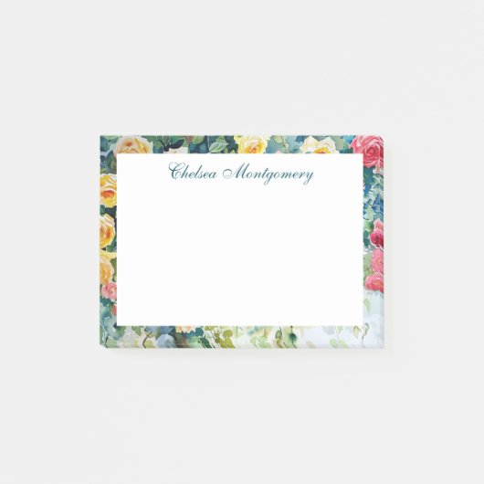 Farbige Rose Farbenfrohe Wasserfarbe Personalisier Post-it Klebezettel (Vorderseite)