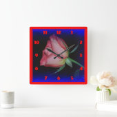 Farbige Rose geschlossen Quadratische Wanduhr (Zuhause)