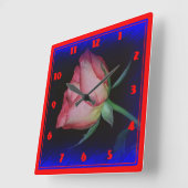 Farbige Rose geschlossen Quadratische Wanduhr (Winkel)