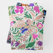 Farbige Rose Gold Blumenblätter Illustrationen Geschenkpapier Set (Beispiel)