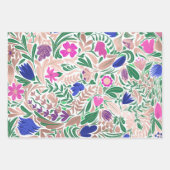 Farbige Rose Gold Blumenblätter Illustrationen Geschenkpapier Set (Vorderseite 2)