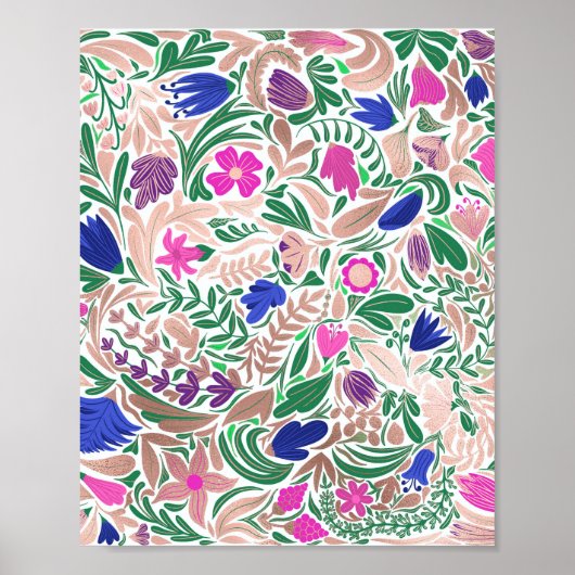 Farbige Rose Gold Blumenblätter Illustrationen Poster (Vorne)