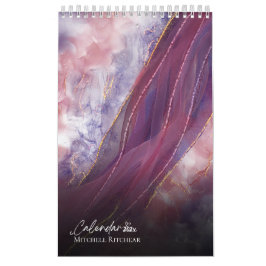 Farbige Rose Goldblau Marmorfarbe Glitzer Kalender
