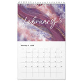 Farbige Rose Goldblau Marmorfarbe Glitzer Kalender (Feb 2026)