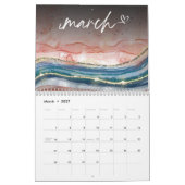 Farbige Rose Goldblau Marmorfarbe Glitzer Kalender (Mär 2027)