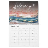 Farbige Rose Goldblau Marmorfarbe Glitzer Kalender (Feb 2027)