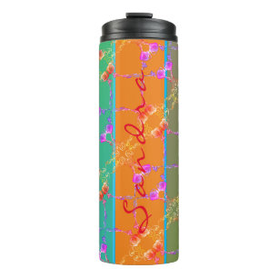 Farbige Rose hört mit ihrem Namen Thermosbecher