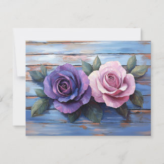 Farbige Rose im rustikalen Holzhintergrund Postkarte
