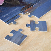 Farbige Rose im rustikalen Holzhintergrund Puzzle (Seite)