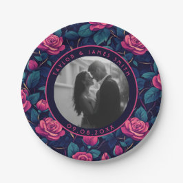 Farbige Rose Jubiläum Teller für ein Paar