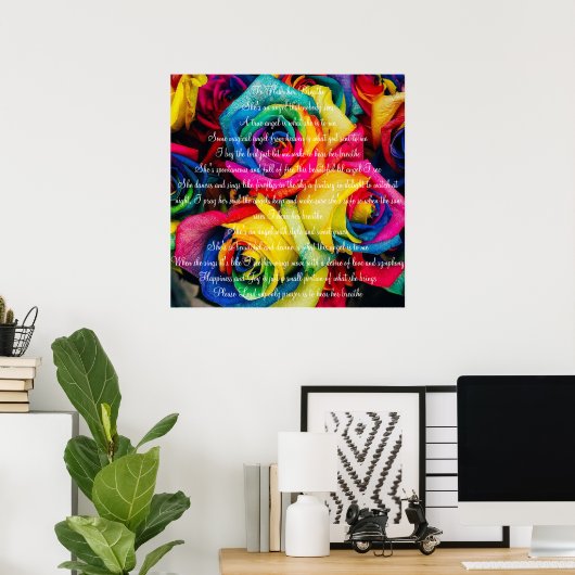 Farbige Rose mit Gedicht Poster (Heimbüro)