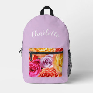 Farbige Rose mit Namen Bedruckter Rucksack