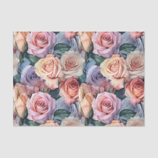 Farbige Rose Muster Blume Blumenmuster Seidenpapier (Vorderseite)