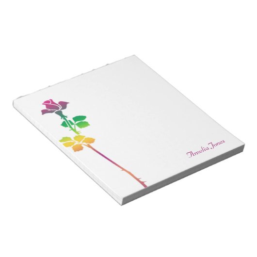 Farbige Rose Personalisiert Notizblock (angewinkelt)