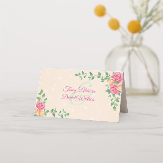 Farbige Rose Platzkarte (Rückseite)