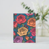 Farbige Rose Postkarte (Stehend Vorderseite)