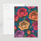 Farbige Rose Postkarte (Vorne/Hinten)