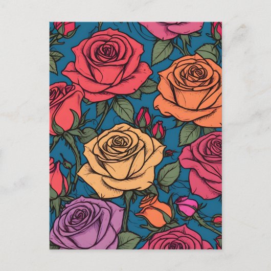 Farbige Rose Postkarte (Vorderseite)