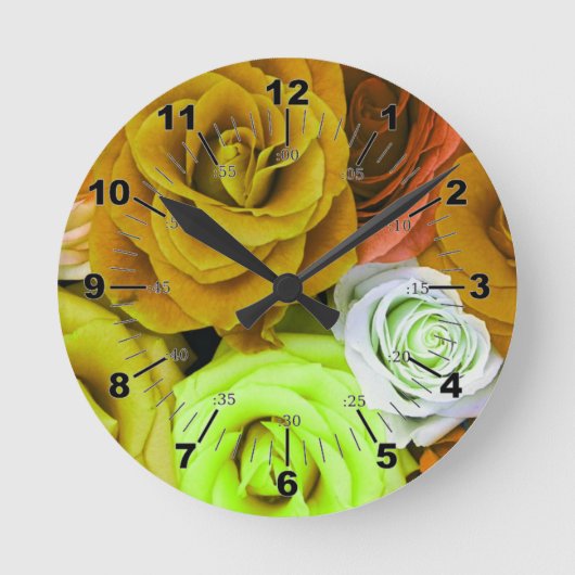 Farbige Rose Runde Wanduhr (Vorderseite)