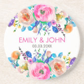 Farbige Rose - Save the Date Untersetzer (Vorne)