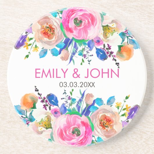 Farbige Rose - Save the Date Untersetzer (Vorne)