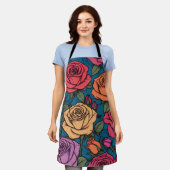 Farbige Rose Schürze (Getragen)