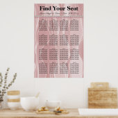 Farbige Rose Seide und Weiße Perlen Sitzplan Poster (Küche)