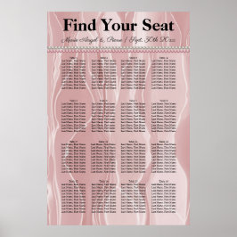 Farbige Rose Seide und Weiße Perlen Sitzplan Poster