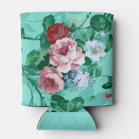 Farbige Rose und Blume Dosenkühler (Rückseite)